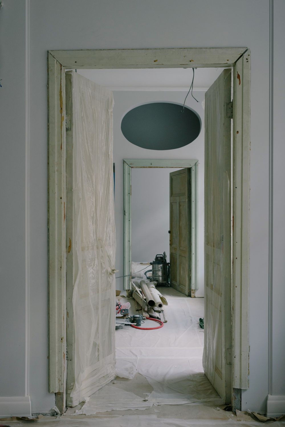 Interior of a property mid-renovation with materials on site
